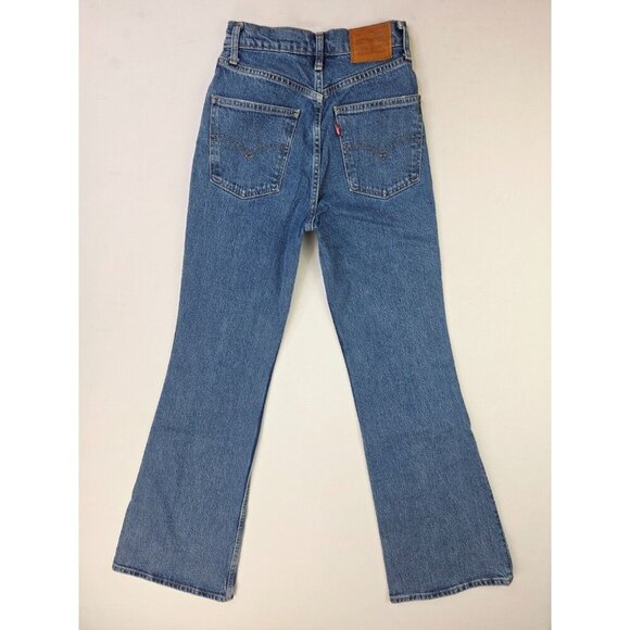 Levis Premium Size 25X32 Womens 70's High Flare Blue Denim Logo Tag Jeans - Picture 1 of 14